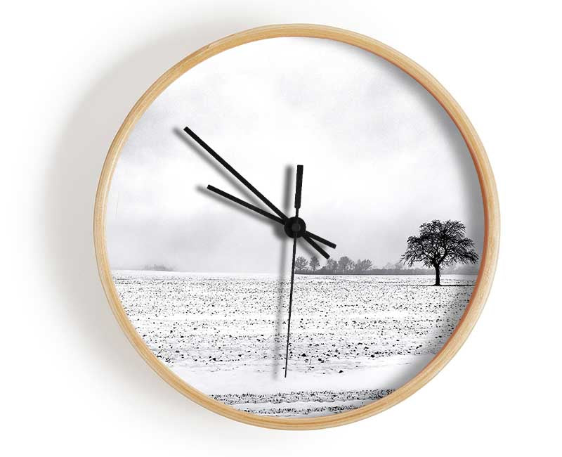 Empty Field Winter Clock - Wallart-Direct UK