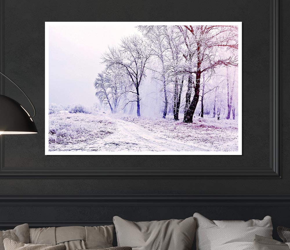 Beautiful Snowy Forest Print Poster Wall Art