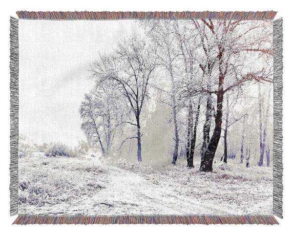 Beautiful Snowy Forest Woven Blanket