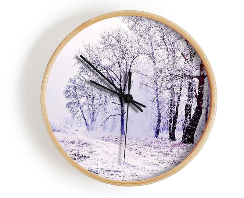 Beautiful Snowy Forest Clock - Wallart-Direct UK