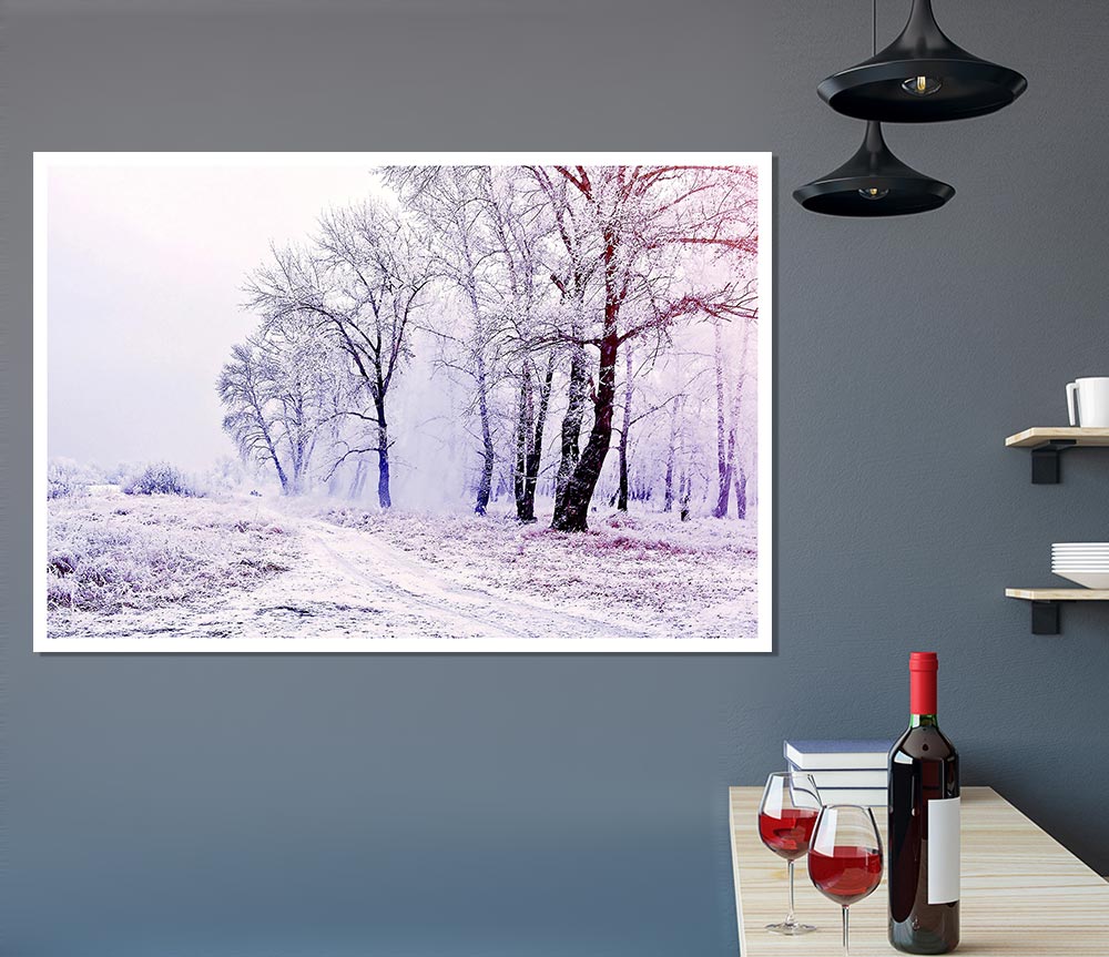 Beautiful Snowy Forest Print Poster Wall Art