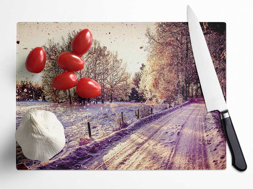 Pathway Winter Glass Chopping Board