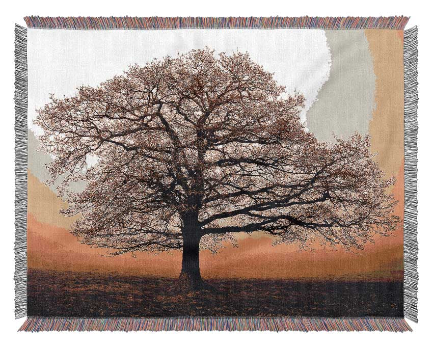 Beautiful Dusk Tree Woven Blanket