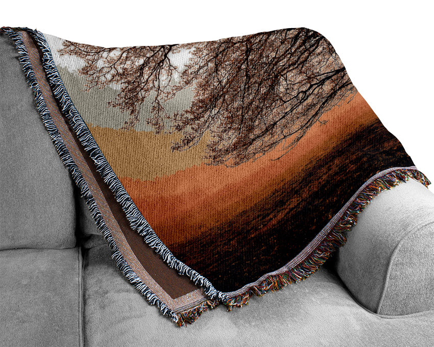 Beautiful Dusk Tree Woven Blanket