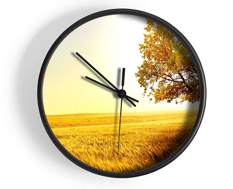 Golden Trees Fields Clock - Wallart-Direct UK