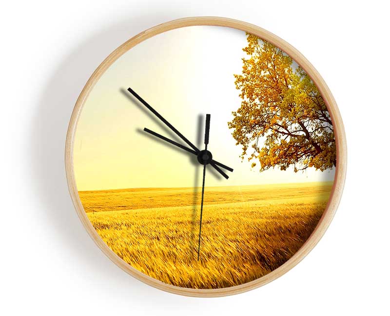 Golden Trees Fields Clock - Wallart-Direct UK