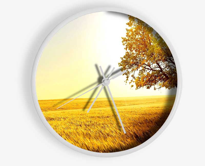 Golden Trees Fields Clock - Wallart-Direct UK