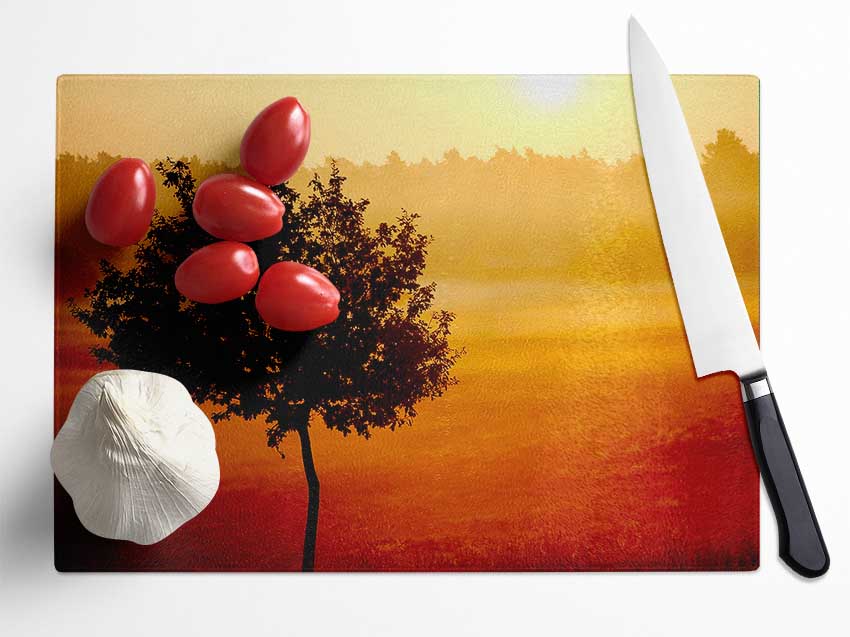 Blazing Sun Tree Glass Chopping Board