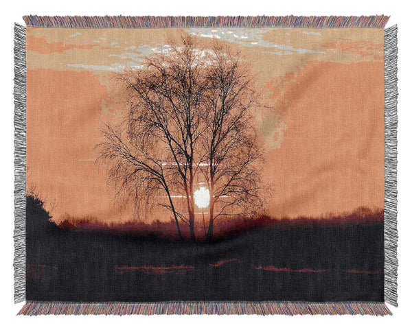 Sun Through The Golden Tree Woven Blanket