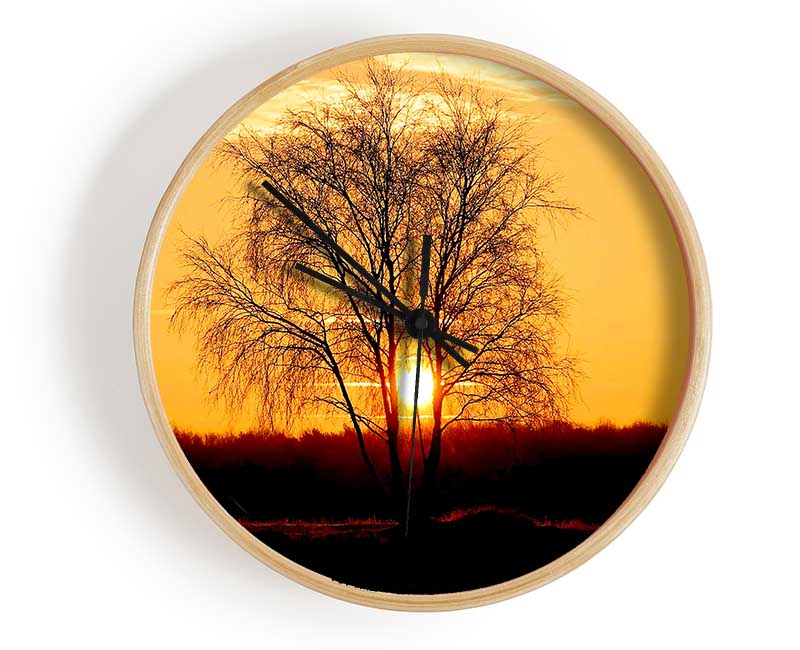 Sun Through The Golden Tree Clock - Wallart-Direct UK