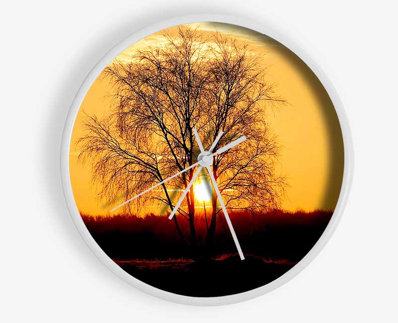 Sun Through The Golden Tree Clock - Wallart-Direct UK