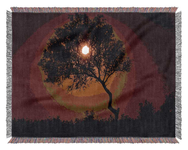 Chocolate Sunset Tree Woven Blanket