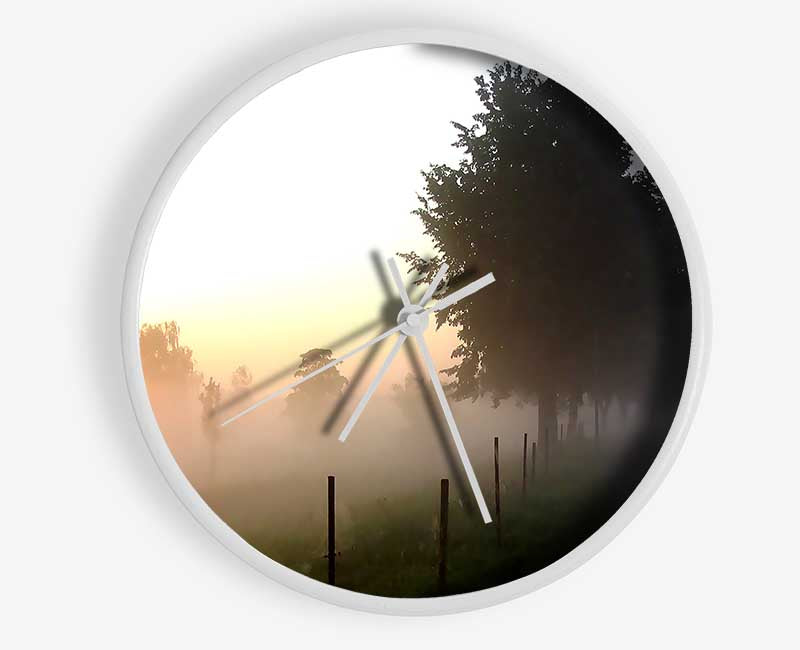 Mist In The English Countryside Clock - Wallart-Direct UK