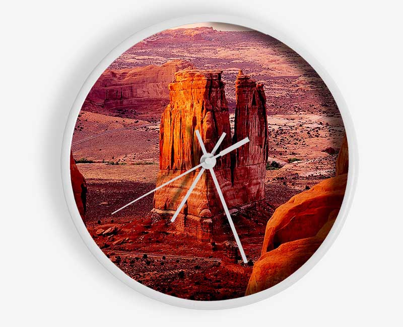 Courthouse Towers At Sunset Arches National Park Utah Clock - Wallart-Direct UK