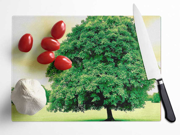 Green Tree Glass Chopping Board