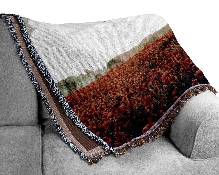 Sunset Poppy tree Woven Blanket