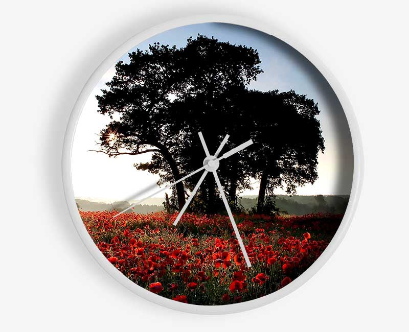 Sunset Poppy tree Clock - Wallart-Direct UK