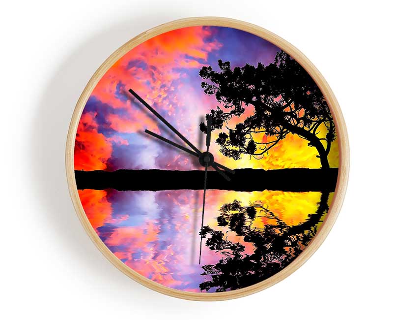 Tree Reflection In Water Clock - Wallart-Direct UK