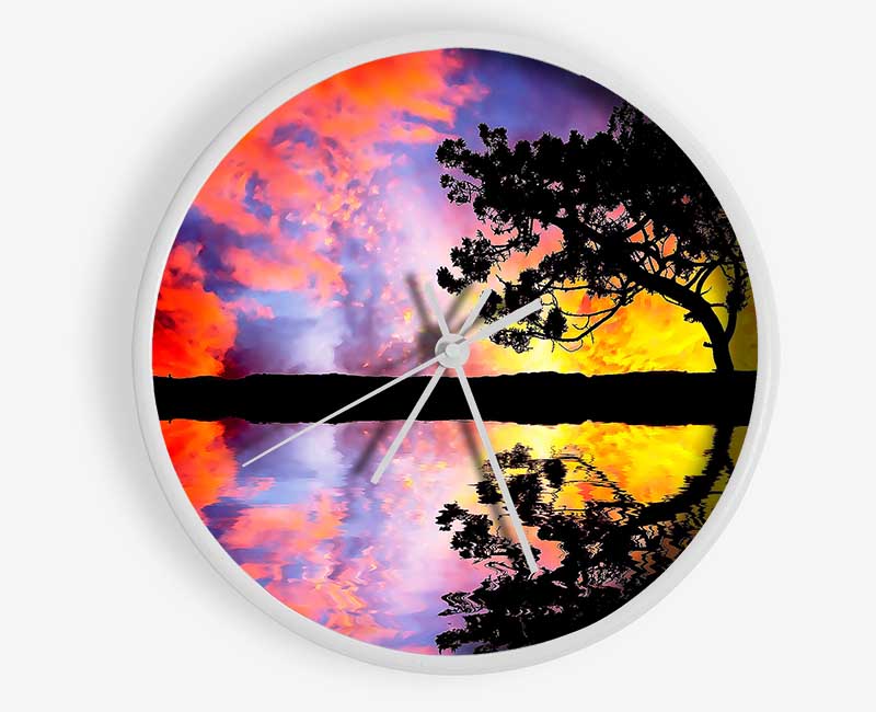 Tree Reflection In Water Clock - Wallart-Direct UK