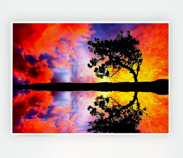 Tree Reflection In Water Print Poster Wall Art