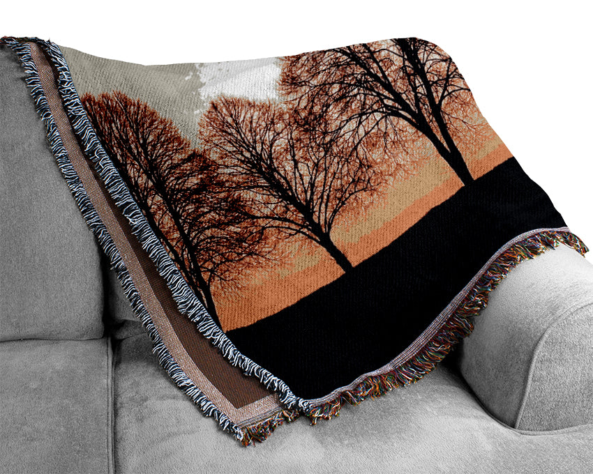 Beech Trees At Sunrise Woven Blanket