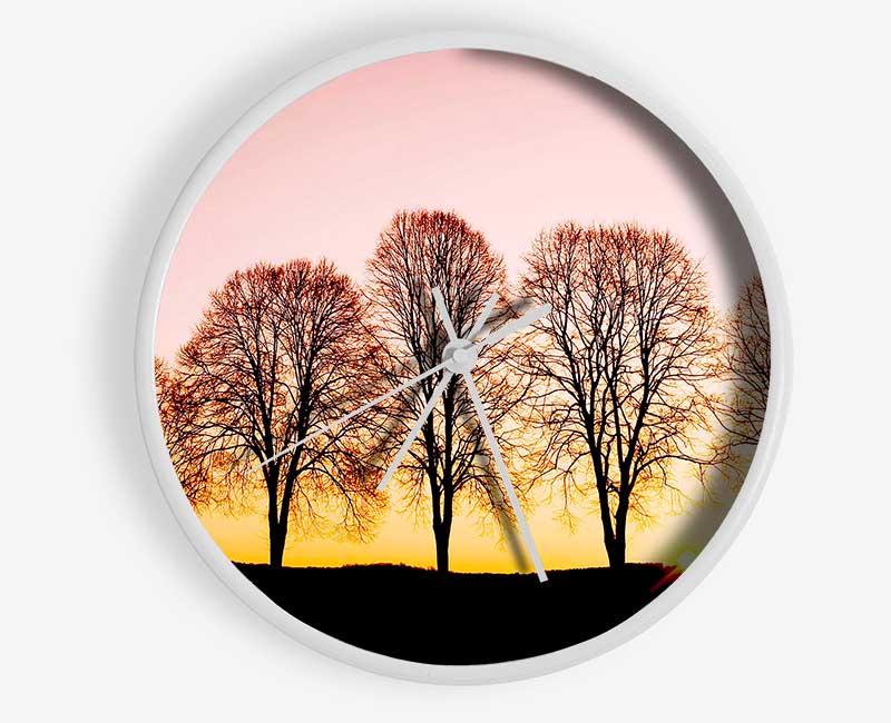 Beech Trees At Sunrise Clock - Wallart-Direct UK