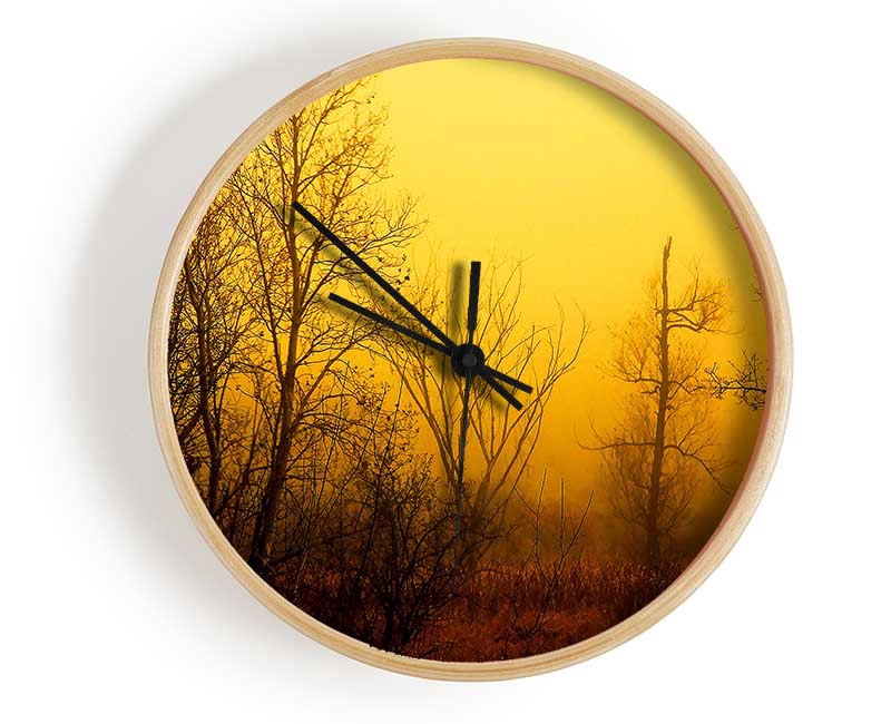 Stunning Golden Light In The Winter Forest Clock - Wallart-Direct UK