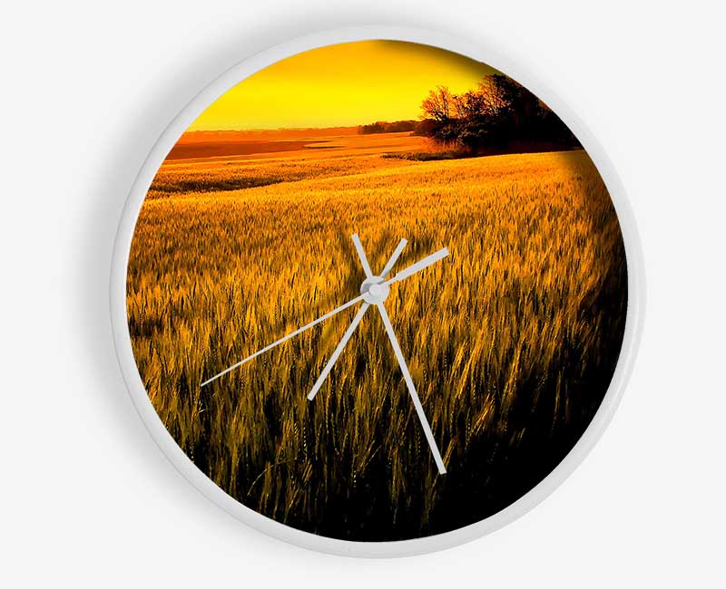 Sunset Over Wheat Field Clock - Wallart-Direct UK