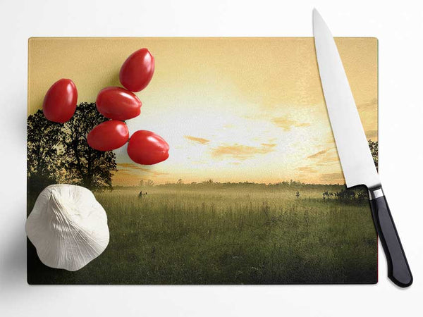 Summer Morning Mist Glass Chopping Board