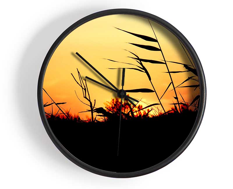 Sunset Reeds Clock - Wallart-Direct UK