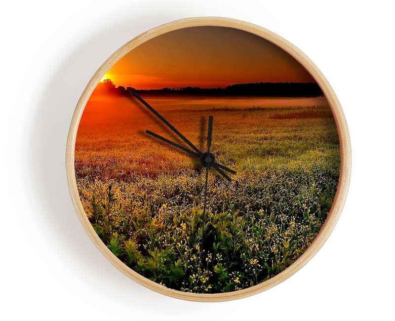 Sunset Over The Field Clock - Wallart-Direct UK