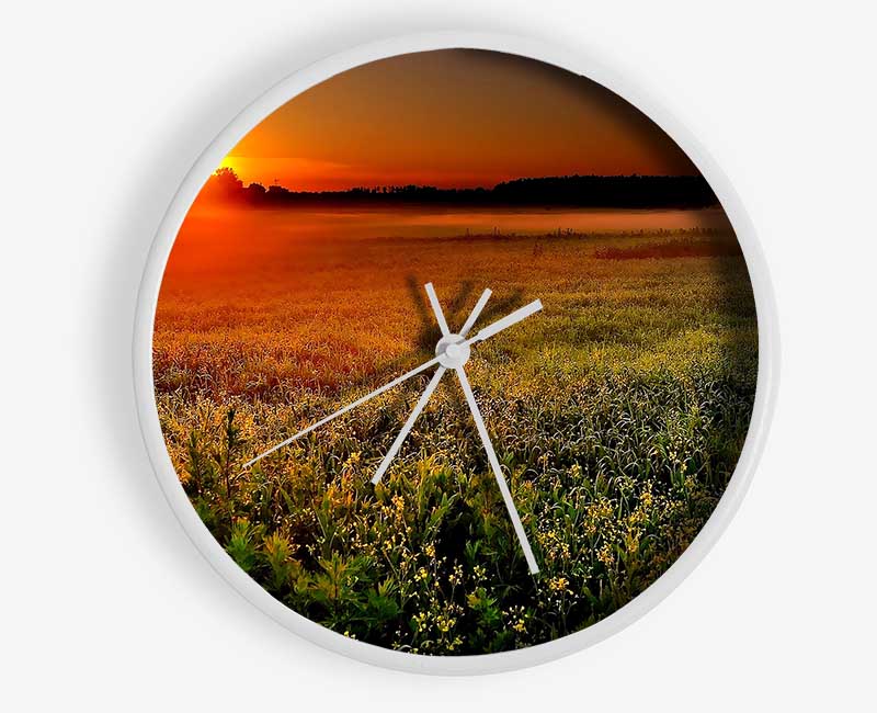 Sunset Over The Field Clock - Wallart-Direct UK