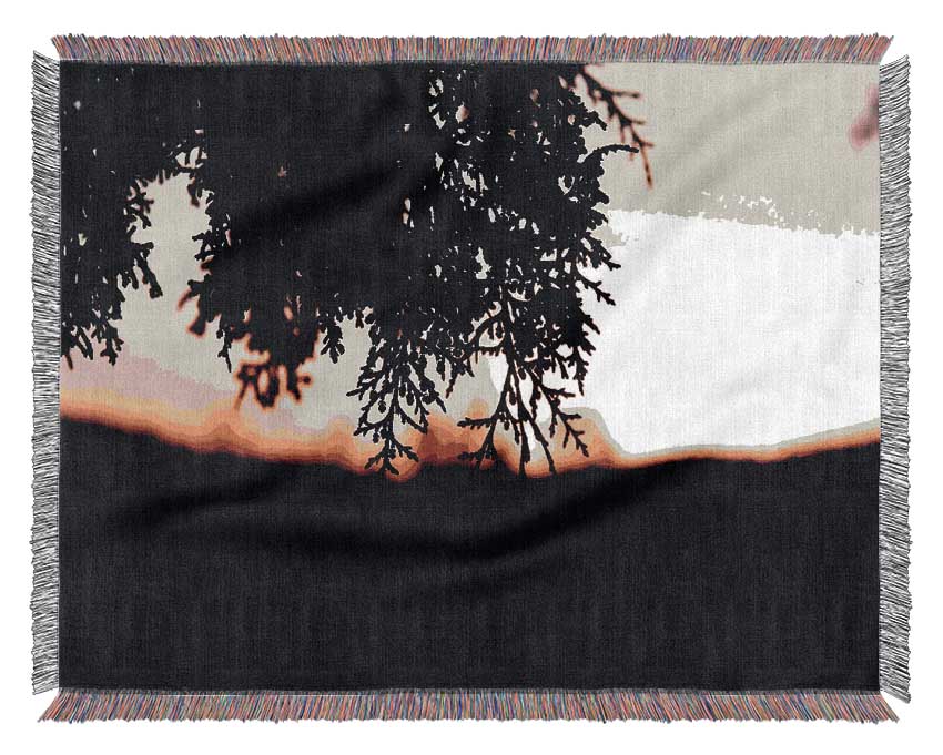 Pine Shrubs In Sunset Woven Blanket