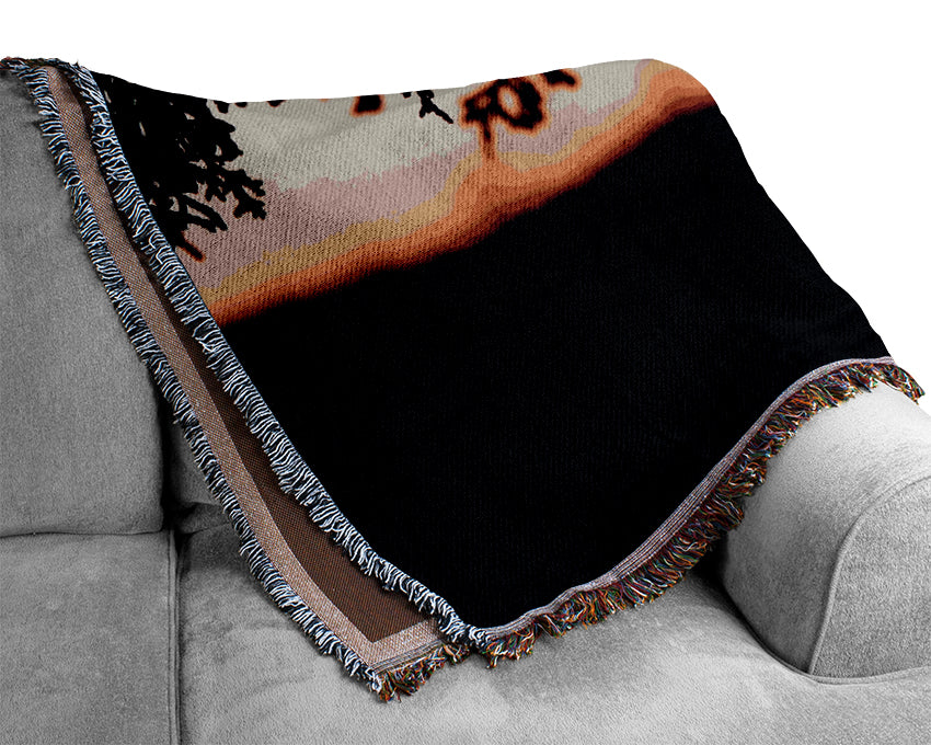 Pine Shrubs In Sunset Woven Blanket