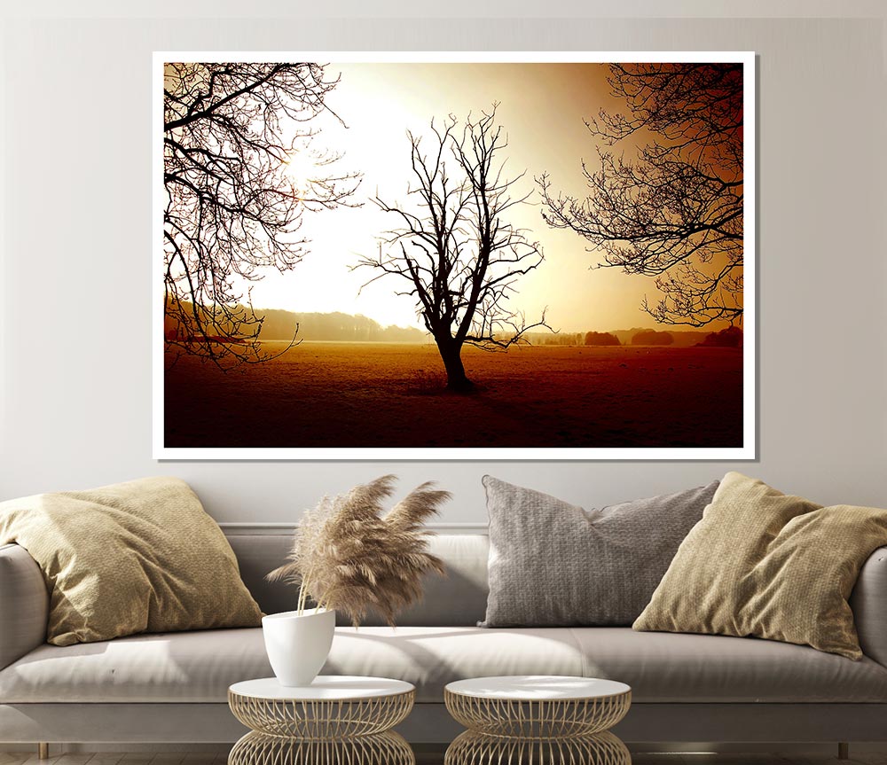 Chocolate Winter Tree Print Poster Wall Art