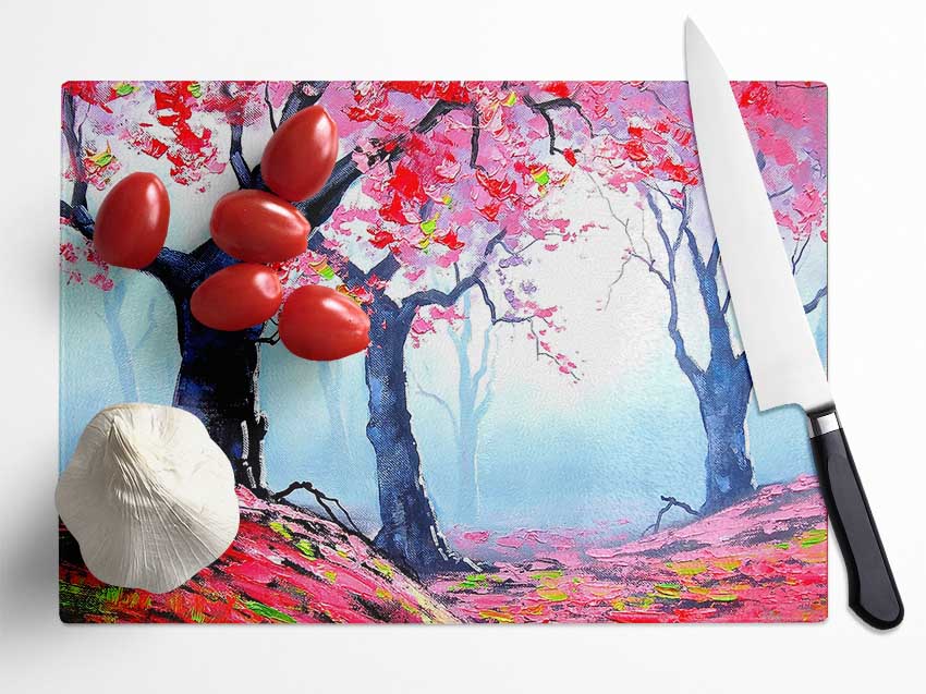 Spring Painting Glass Chopping Board