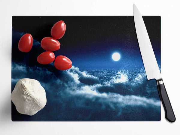 Moon Over Clouds Glass Chopping Board