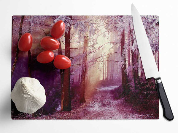 Winter Woodland Sunbeam Glass Chopping Board