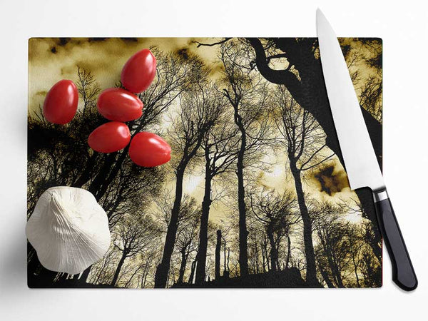 Woodland Skies Glass Chopping Board