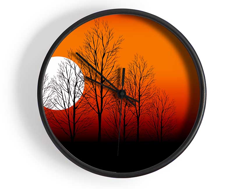 Orange Sunset Trees Clock - Wallart-Direct UK