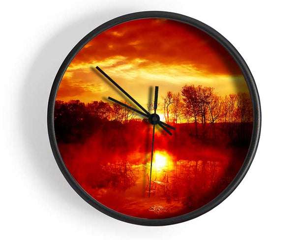 Stunning Lake Sunrise Reflections Clock - Wallart-Direct UK