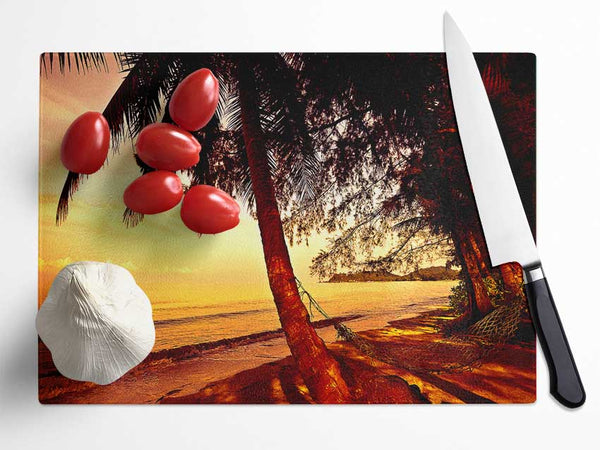 Beach Paradise Glass Chopping Board