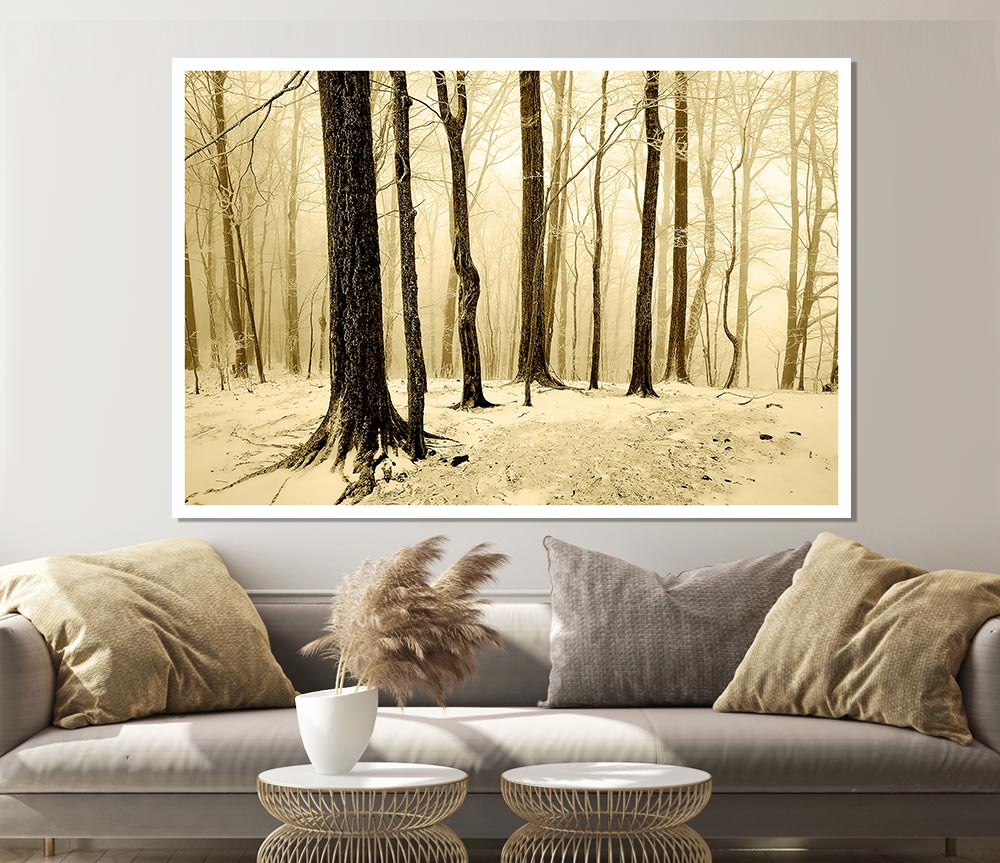 Winter Woodland Snow Print Poster Wall Art