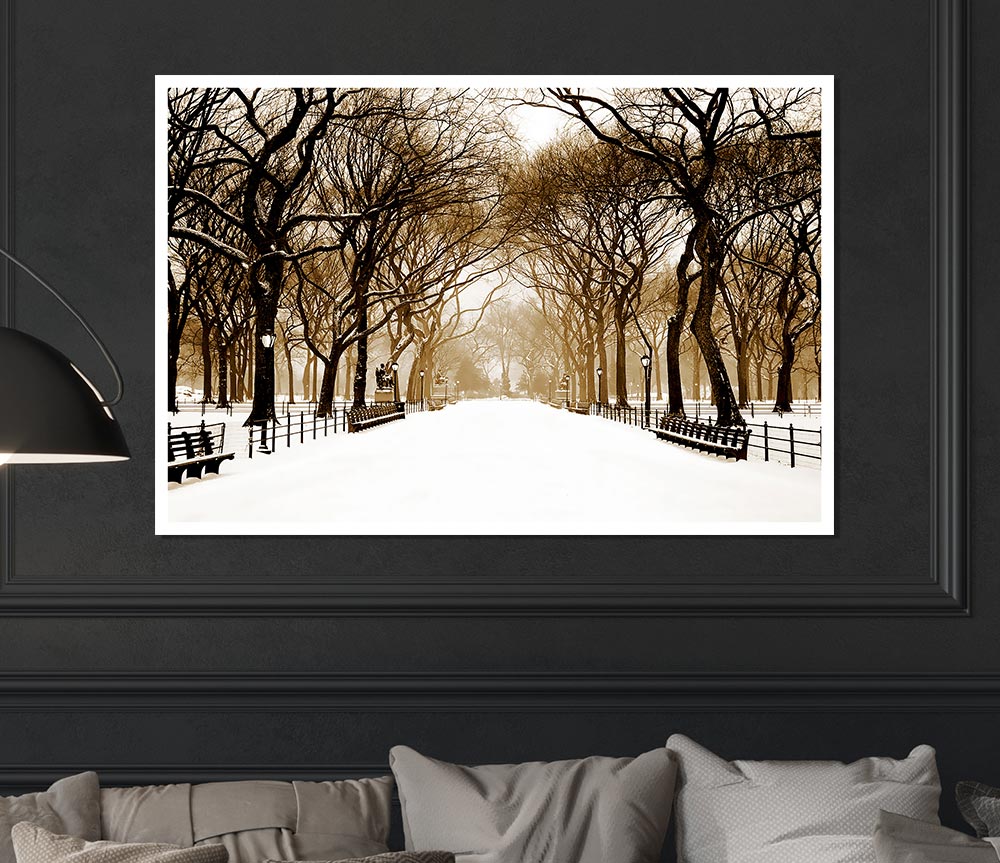 Winter Park Sepia Print Poster Wall Art