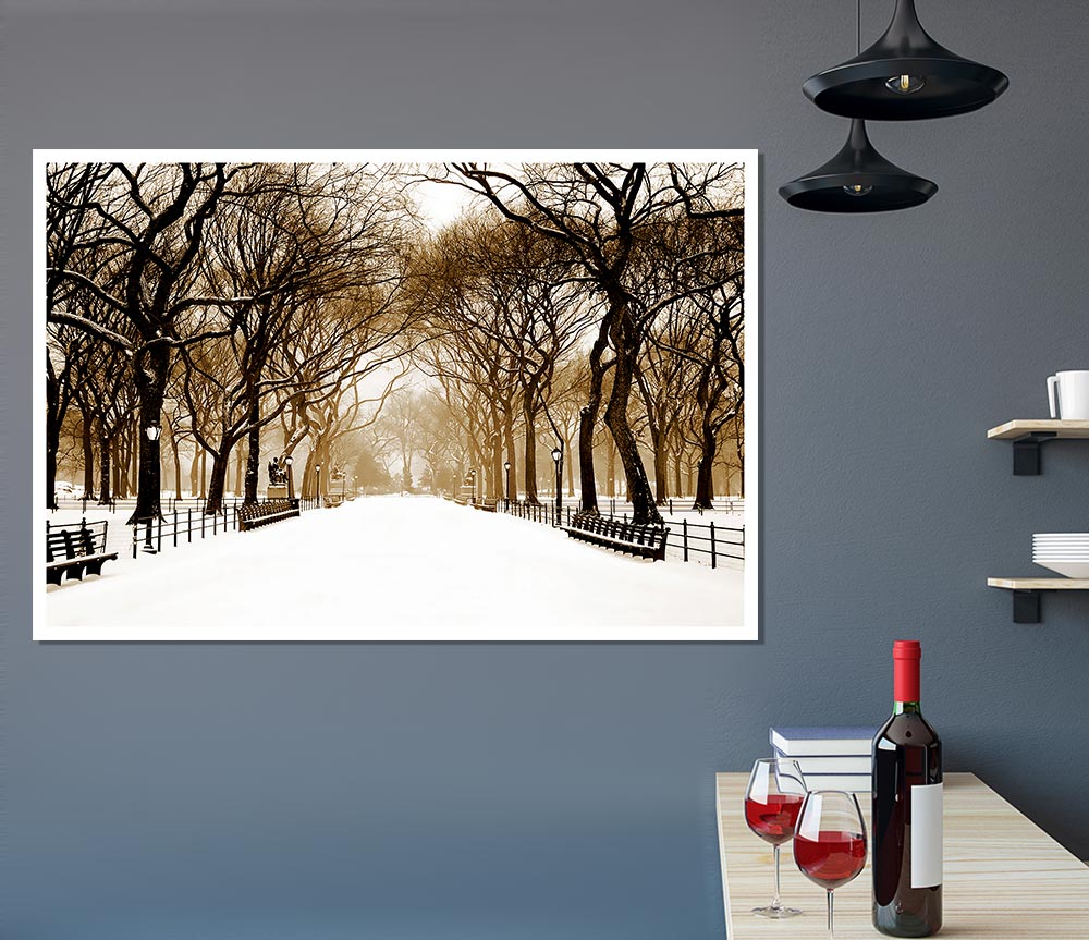 Winter Park Sepia Print Poster Wall Art