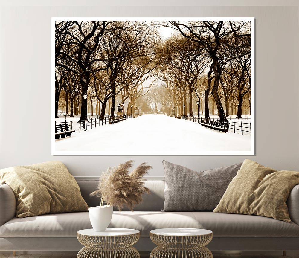 Winter Park Sepia Print Poster Wall Art