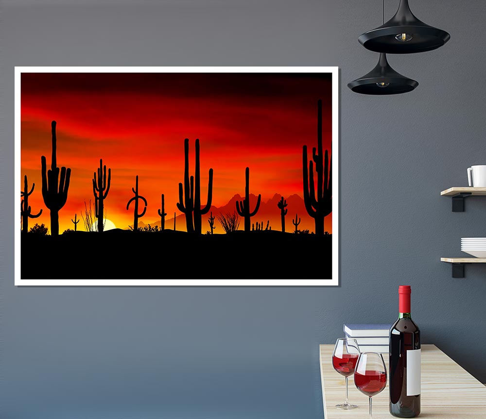 Cactus Sunset Beauty Print Poster Wall Art