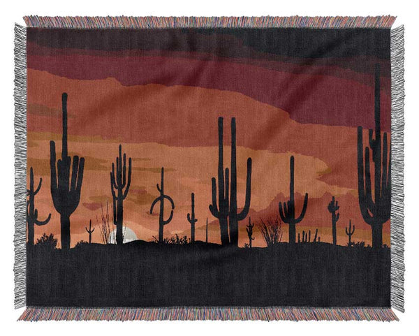 Cactus Sunset Beauty Woven Blanket