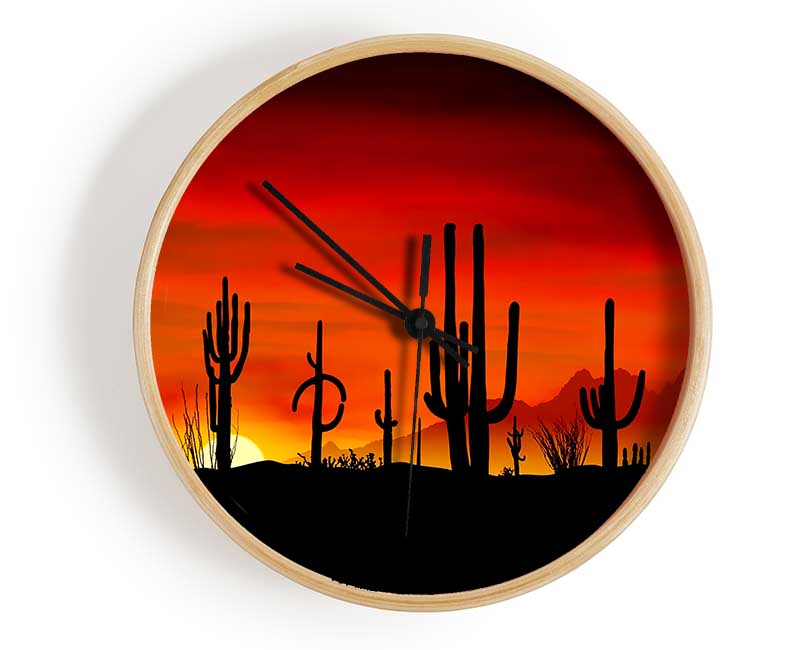 Cactus Sunset Beauty Clock - Wallart-Direct UK