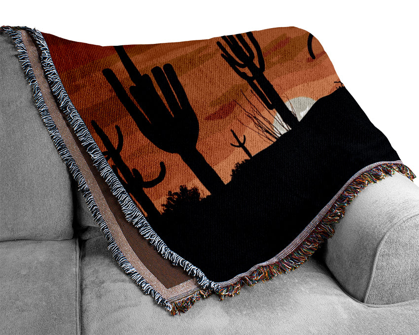 Cactus Sunset Beauty Woven Blanket